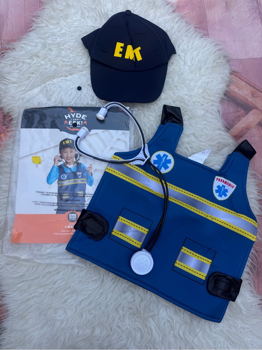 Kids Paramedic Role Play Vest & Cap Set - Blue